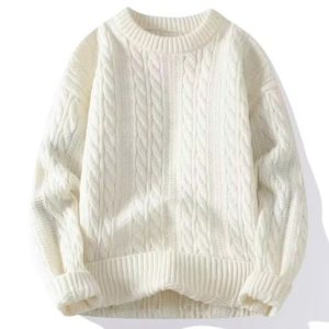 Áo len vặn thừng trắng kem