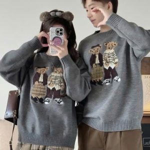 Áo len đôi họa tiết gấu Teddy