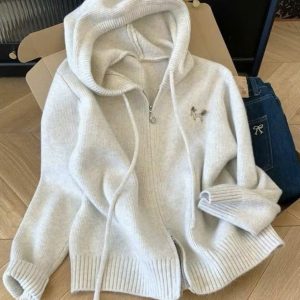 ÁO KHOÁC LEN ZIPPER CÓ MŨ 